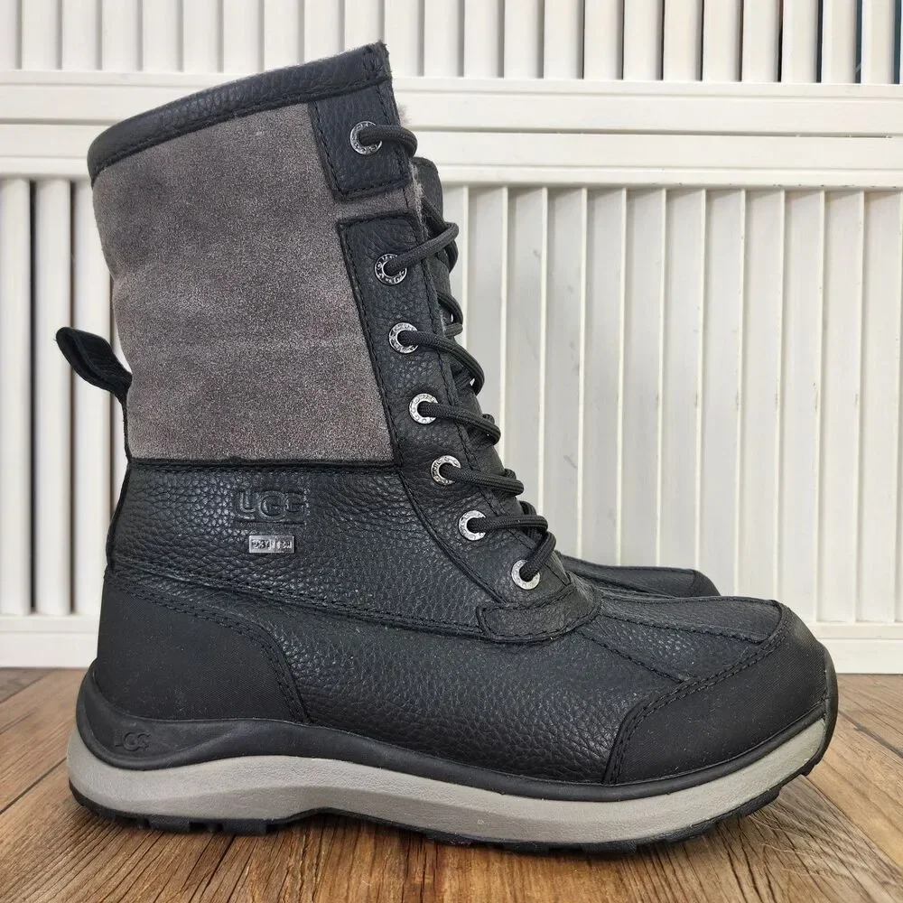 UGG Adirondack III Snow Boots Women's 8 Black Rubber Waterproof Shearling Lined